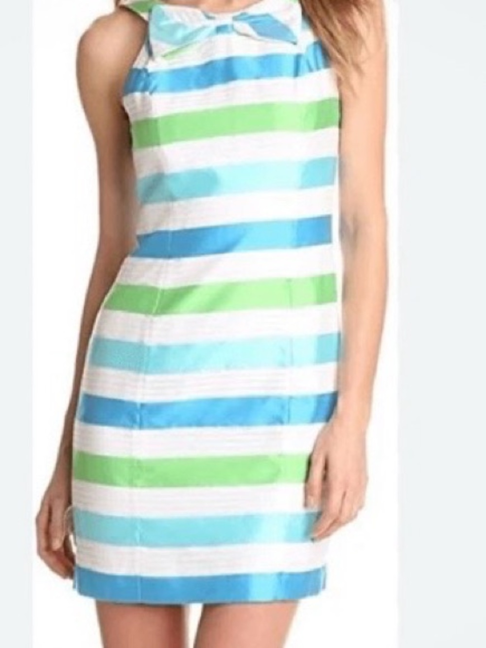 Lilly Pulitzer Blue, Aqua, Green & White Striped Sleeveless Mini Dress